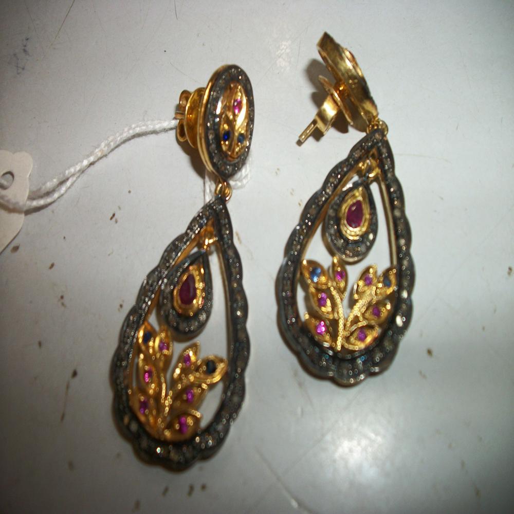 Indian Style Ruby Diamond Earring