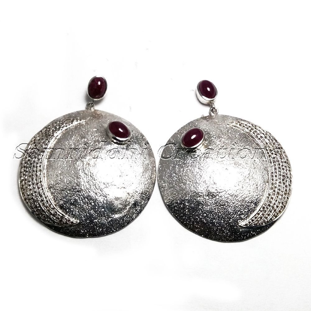 Silver Ruby Diamond Earring