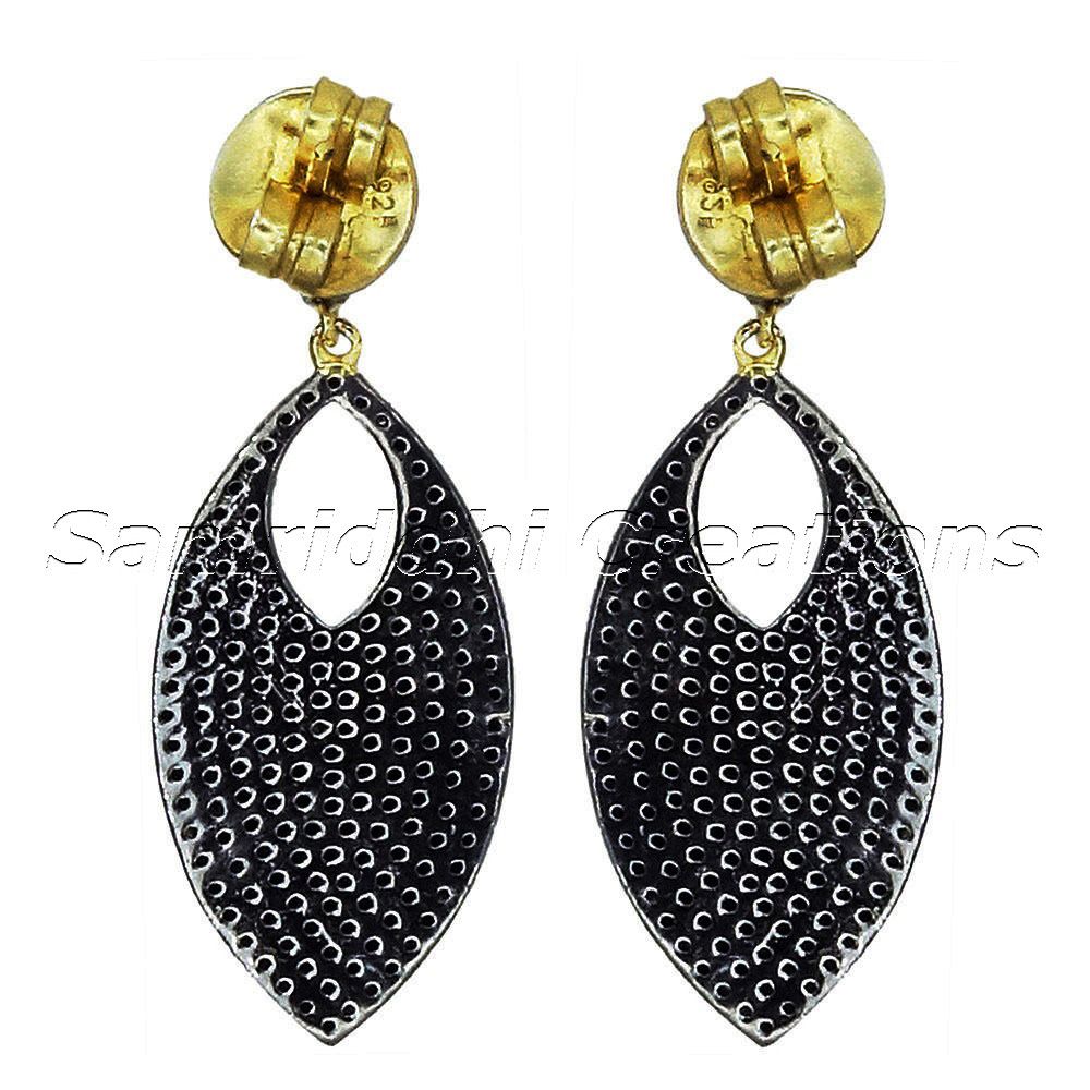 Pave Diamond Silver Earring