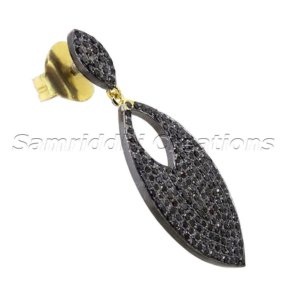 Pave Diamond Silver Earring
