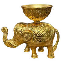 Oxidized Metal Elephant With Dry Fruit Bowl - Basket Type: Food Basket