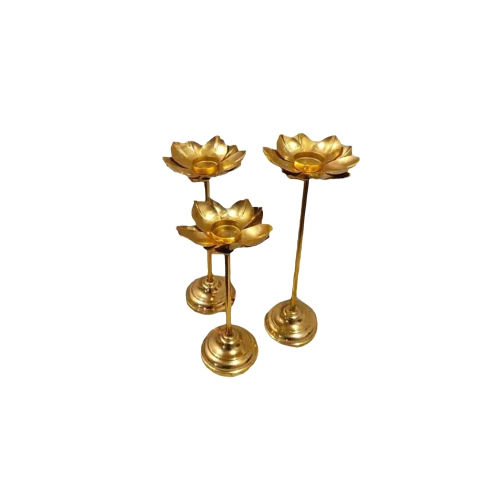 Designer Metal Lotus Candle Stand Set Of 3