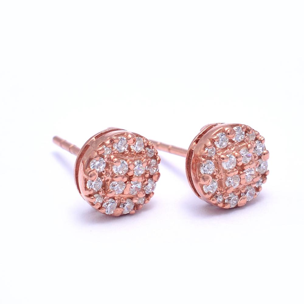 Fine Rose Gold Diamond Silver Studs