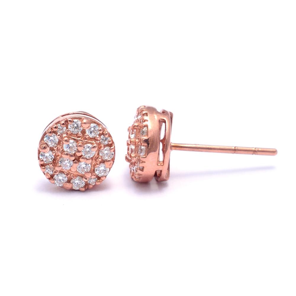 Fine Rose Gold Diamond Silver Studs