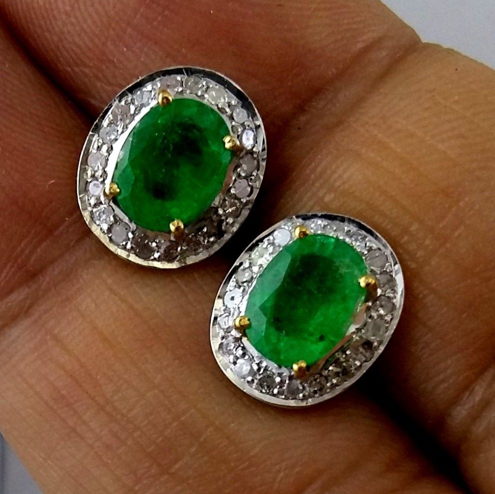Zambian Emerald Ear Studs