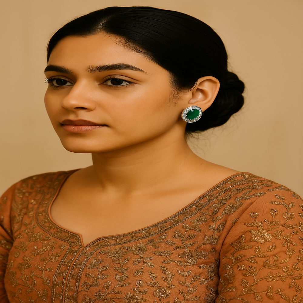 Zambian Emerald Ear Studs