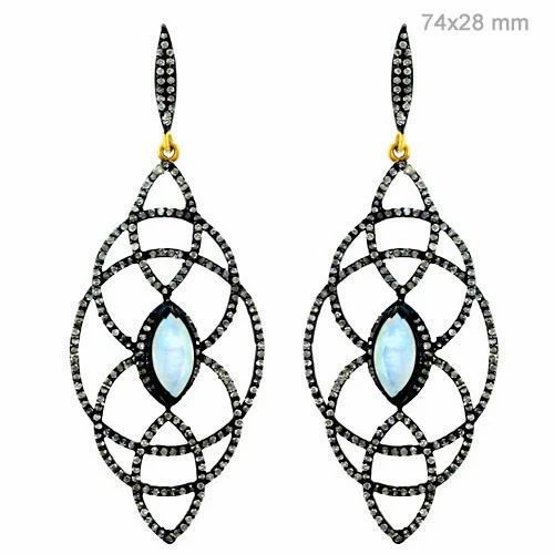Designer Diamond Silver Earring Pair