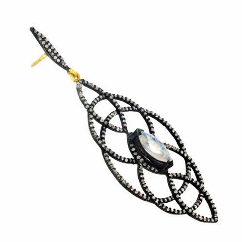 Designer Diamond Silver Earring Pair