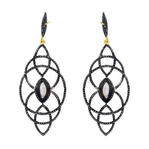 Designer Diamond Silver Earring Pair