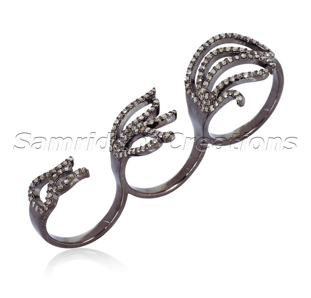 925 Sterling Silver Elegant Triple Finger Ring