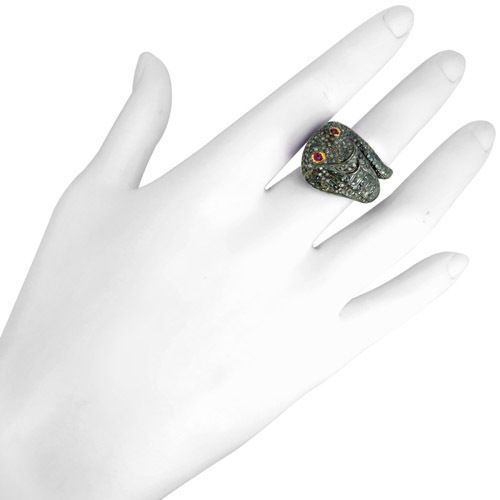 Snake Diamond SIlver Ring