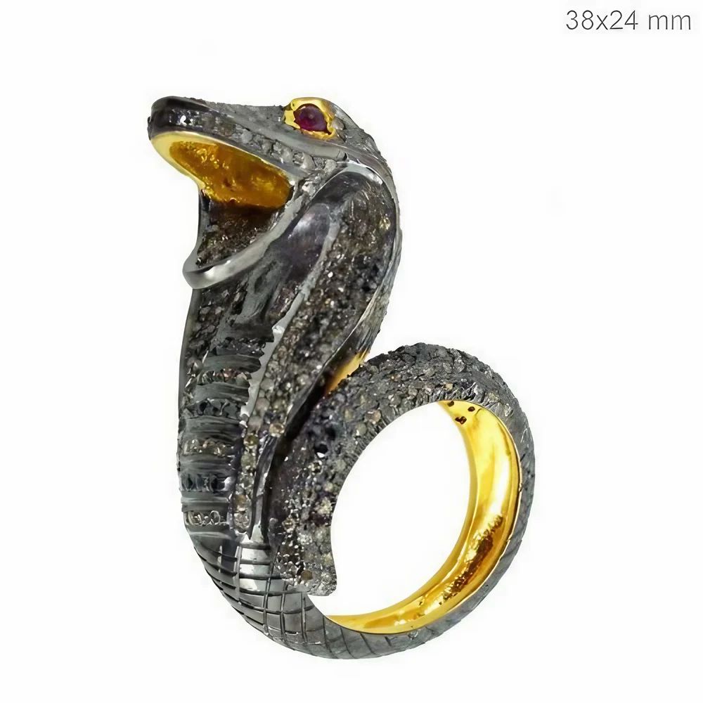 Snake Diamond SIlver Ring