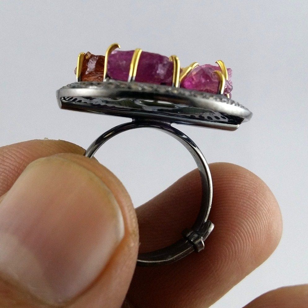 Tourmaline Diamond Ring - Finish: Coated
