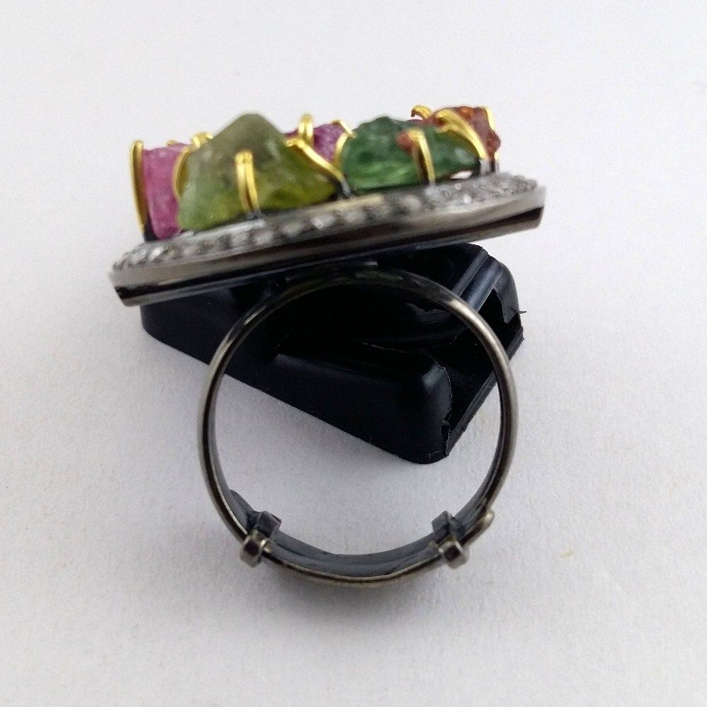 Tourmaline Diamond Ring - Finish: Coated