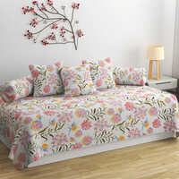 Diwan Cover Set - 100% Cotton, King Size | Printed Design, Washable, Ideal For Home Or Hotel Use