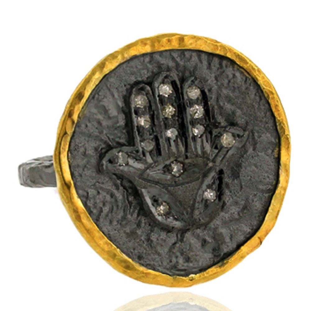 God Hand Silver Diamond Ring