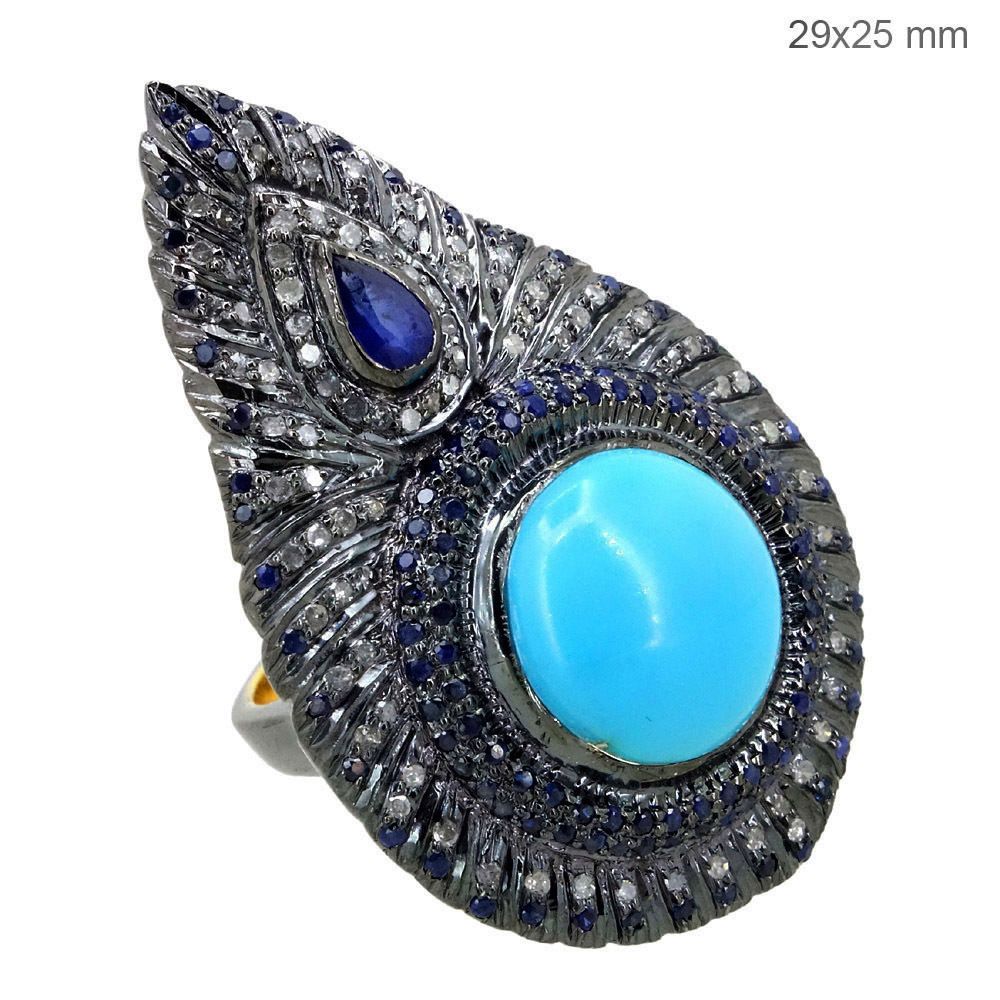 Designer Diamond Silver Ring - Finish: Coated
