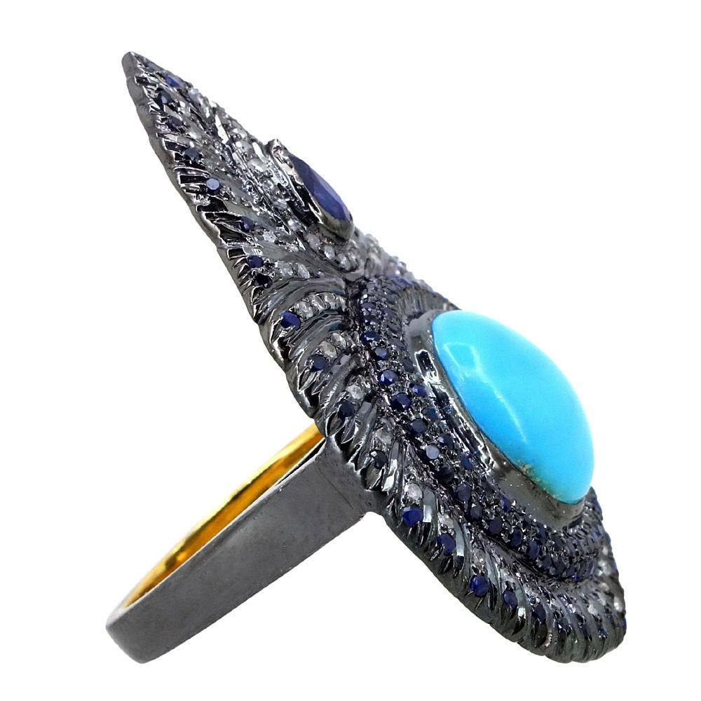 Designer Diamond Silver Ring - Finish: Coated