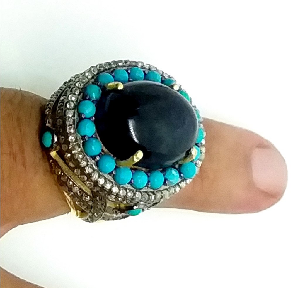 Amethyst Turquoise Ring - Finish: Coated