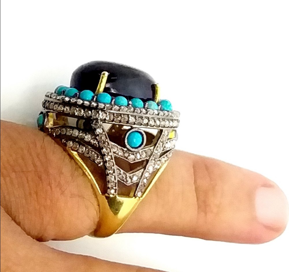 Amethyst Turquoise Ring - Finish: Coated
