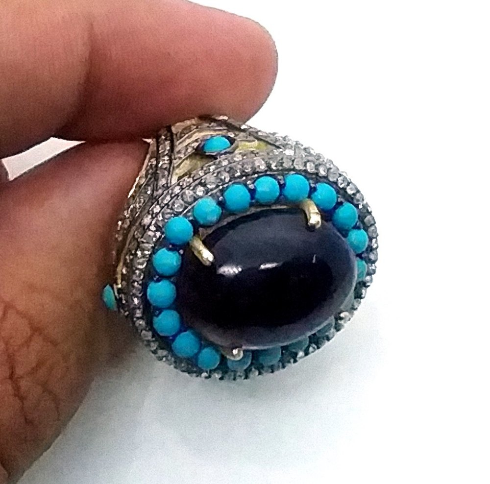 Amethyst Turquoise Ring - Finish: Coated