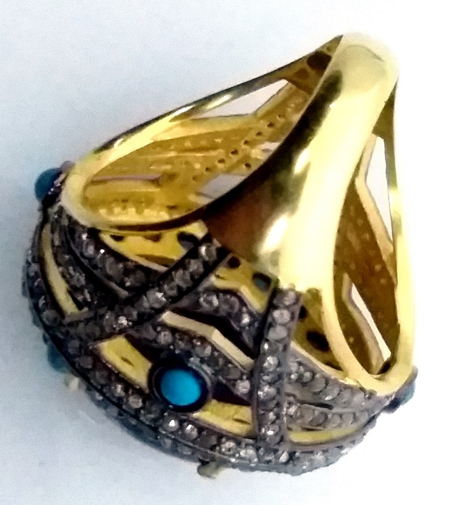Amethyst Turquoise Ring - Finish: Coated