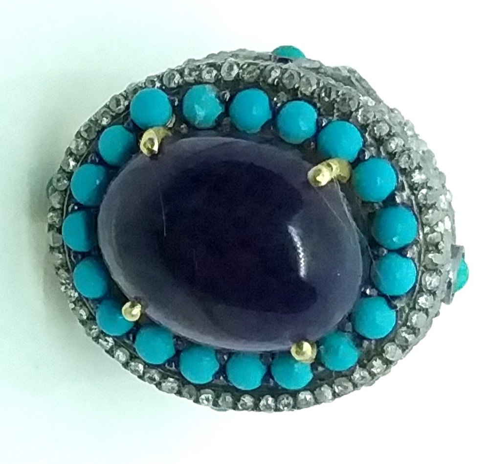 Amethyst Turquoise Ring - Finish: Coated