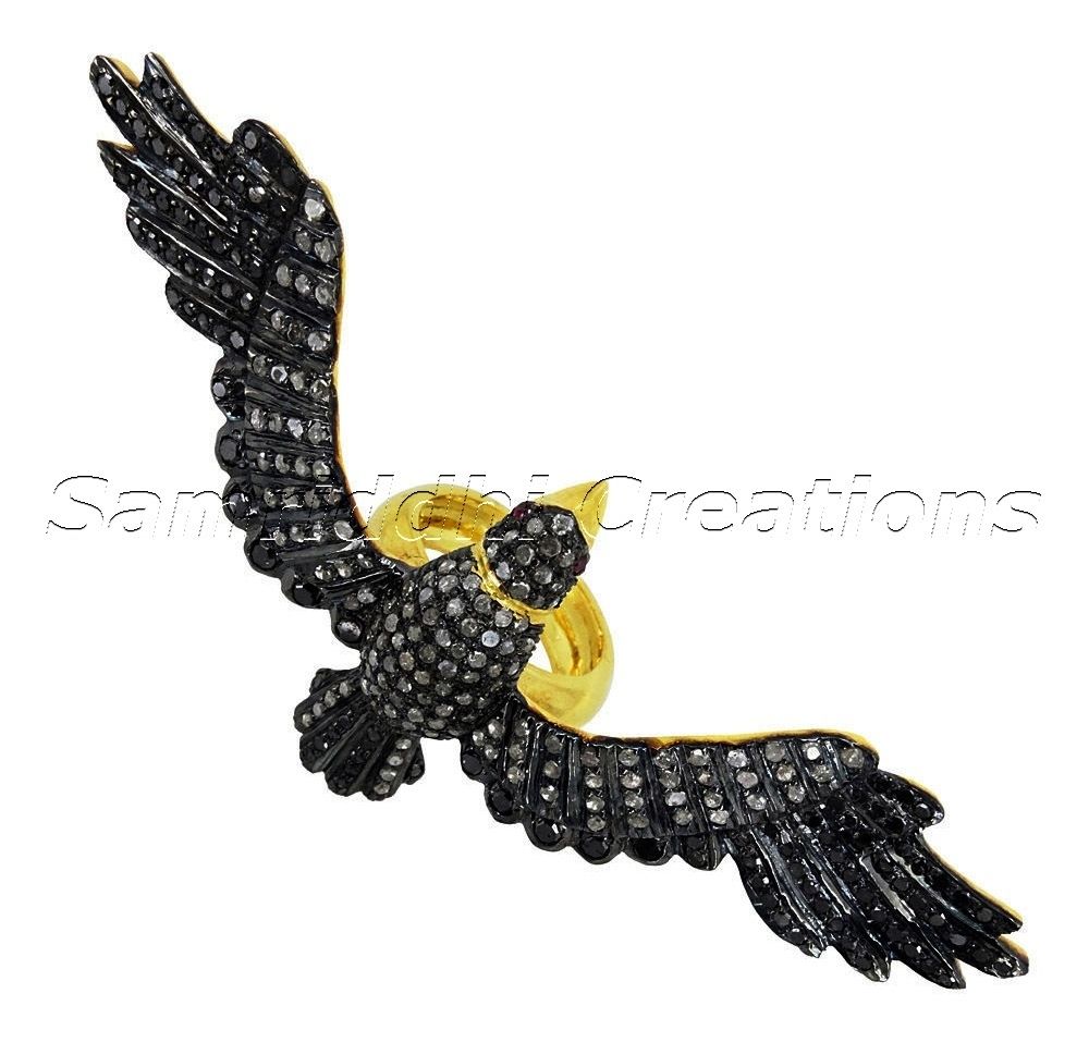 Bird Diamond Silver Ring - Finish: Coated