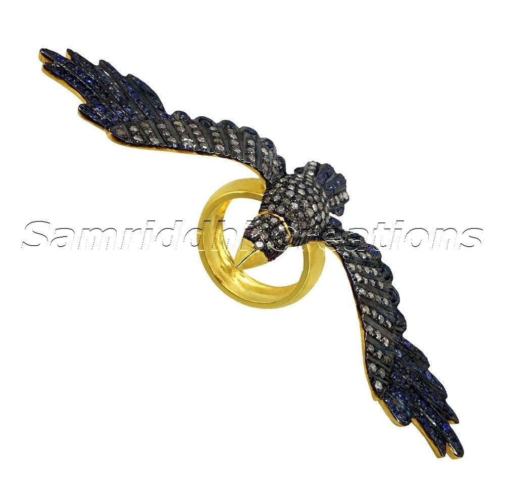 Bird Diamond Silver Ring - Finish: Coated