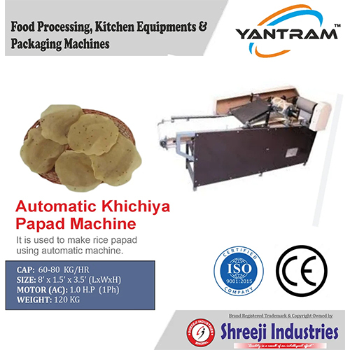 Fully Automatic Rice Papad Making Machine