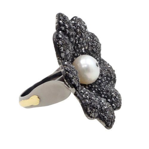 Diamond Cocktail Ring - Color: Black