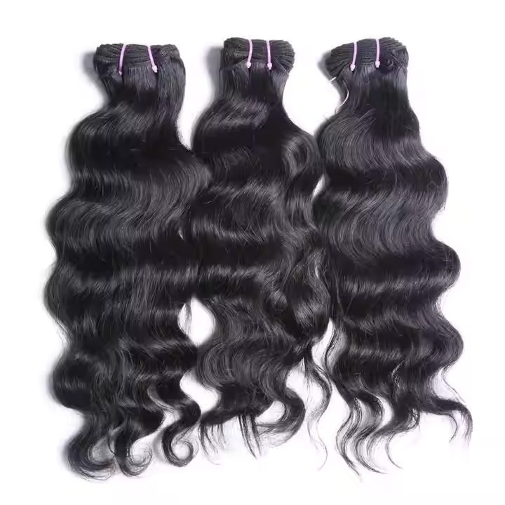 100% Cuticle Aligned Temple Remy Weft Hair Bundle Black Color Wavy Hair Extension 14 inch