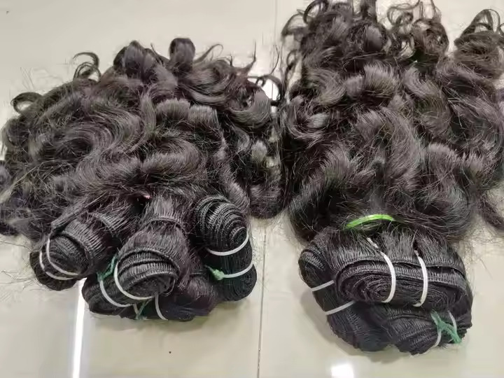 100% Cuticle Aligned Temple Remy Weft Hair Bundle Black Color Wavy Hair Extension 14 inch