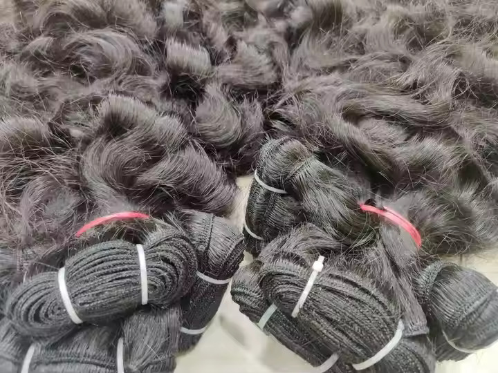 100% Cuticle Aligned Temple Remy Weft Hair Bundle Black Color Wavy Hair Extension 14 inch