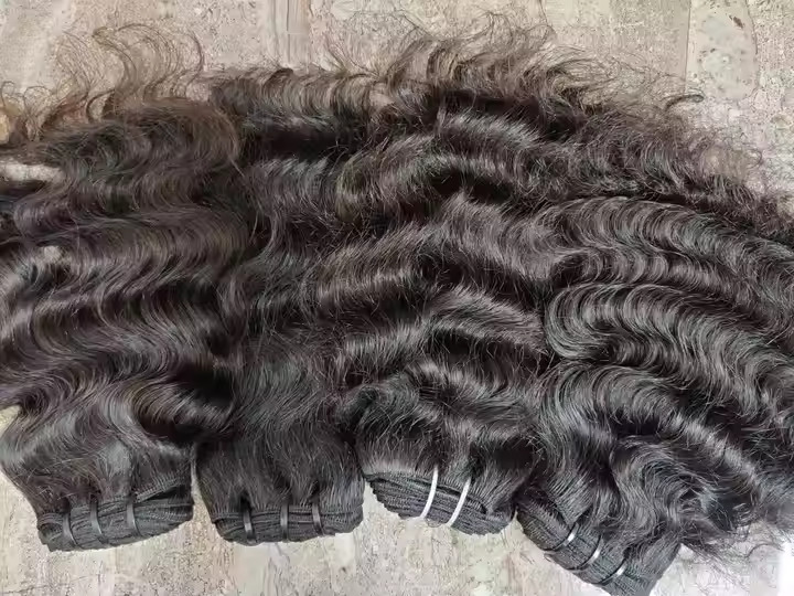 100% Cuticle Aligned Temple Remy Weft Hair Bundle Black Color Wavy Hair Extension 14 inch
