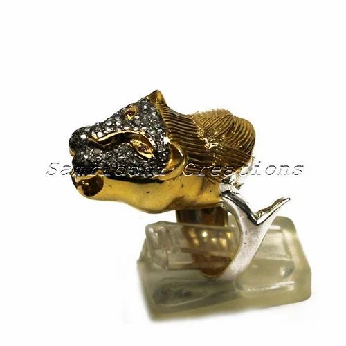Designer Silver Ring - Color: Golden