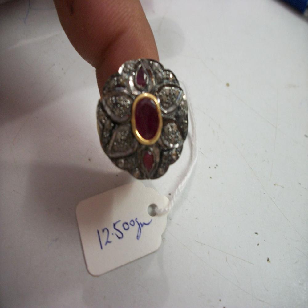 Ruby Diamond Silver Rings