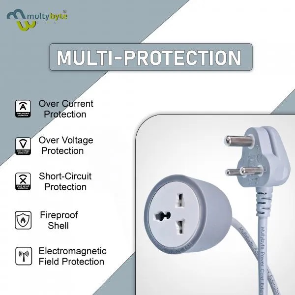 Multybyte Power Cord Extension Cable (Male to Female) with 5 Meters