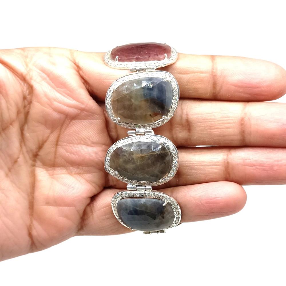 925 Sterling Silver Natural Ruby Bracelet