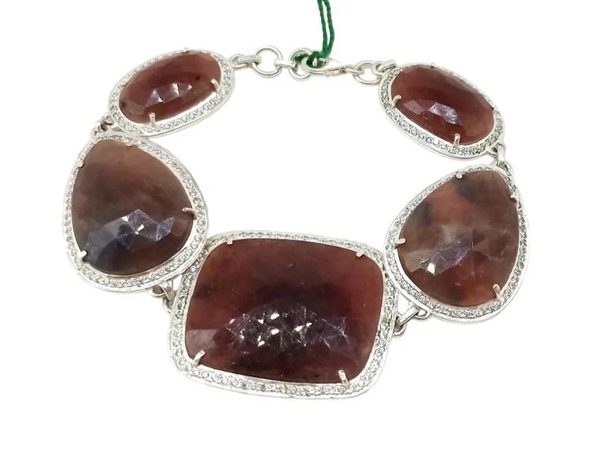 925 Sterling Silver Natural Ruby Bracelet - Jewelry Type: Bangles