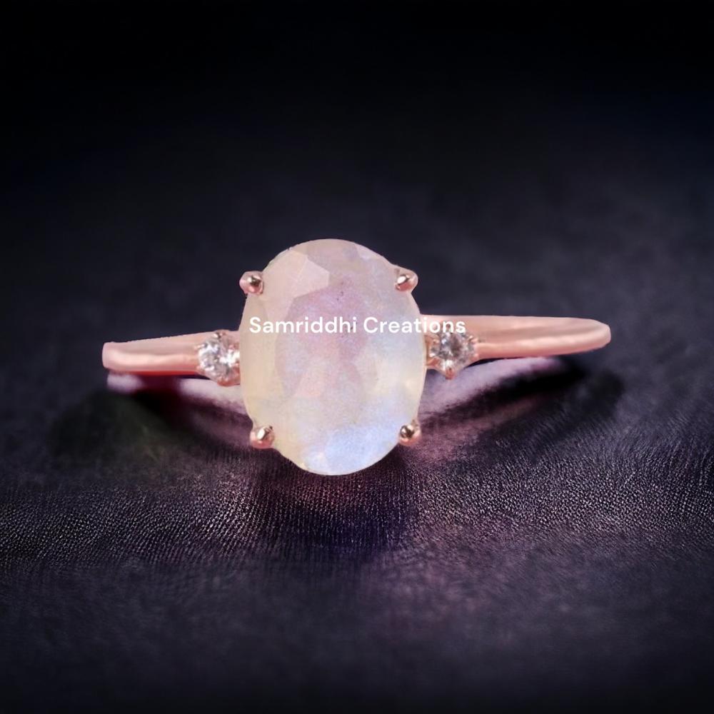 Rainbow Moonstone Ring - Color: White