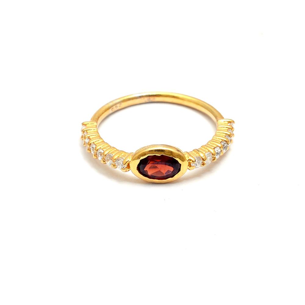 Gold Plated Silver Ring studded with Garnet