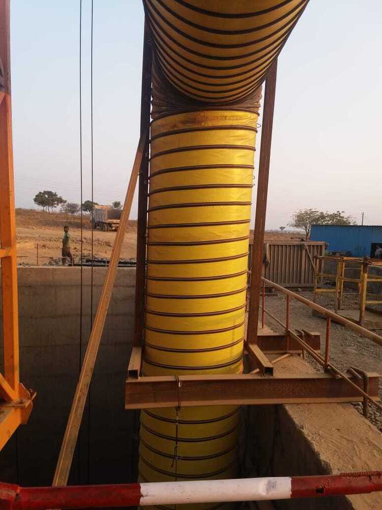 Pvc Semirigid Ducting - Heavy Quality Polyester Fabric, 150mm-300mm Pitch, White/yellow Colors | Free Standing, Industrial Ventilation, Electric Power Mode