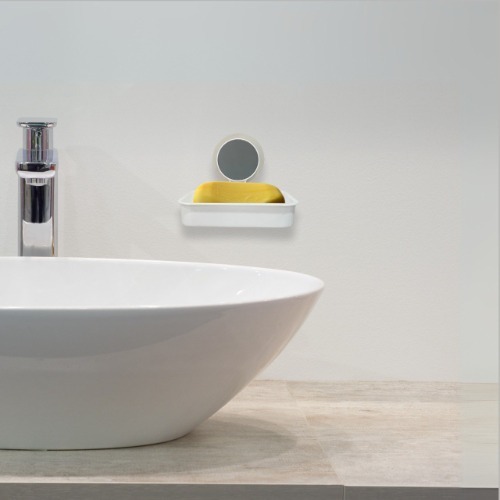 Plastic Soap Dish Heavy - Abs Plastic, 12.7 X 8.64 X 2.79 Cm, White | Self-adhesive, Wall Mounted, Slat Design For Quick Drying & User-friendly Setup
