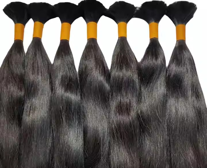 Bulk Human Hair Indian Natural Weaving Double Drawn