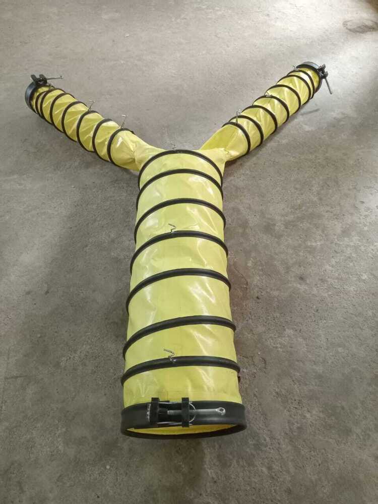 Pvc Semirigid Ducting - Heavy Quality Polyester Fabric, 150mm-300mm Pitch, White/yellow Colors | Free Standing, Industrial Ventilation, Electric Power Mode