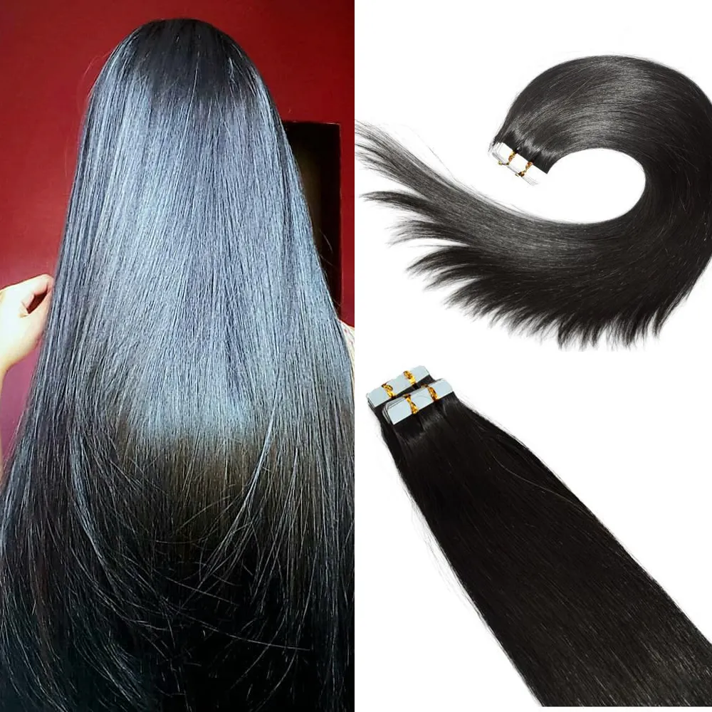Indian Tape In Hair Extensions Human Hair 22Inch 40pc Indian Hair Vendor