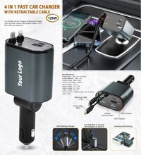4 In 1 Fast Car Charger With Retractable Cable - Feature: Good Quality
