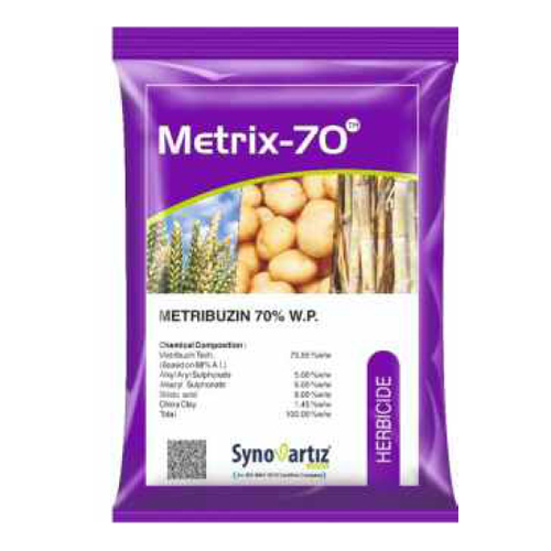 Metrix-70 Metribuzin 70% WP एक अत्यधिक प्रभावी हर्बिसाइड है जो प्रति एकड़ प्रभावी ढंग से खरपतवारों को नियंत्रित करता है। यह फसलों के विभिन्न प्रकारों को सुरक्षित रखने के लिए डिज़ाइन किया गया है और खेतों में पैदावार को बढ़ाने में सहायक है।