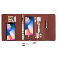 Zip Folder with 10000 mAh Power Bank, Wireless Charger, Gift Box with Pen, LED Branding Plate